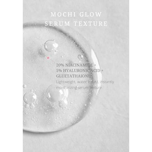 Mochi Glow 20% Niacinamide Serum for Face, High Potency Pore Tightening Skin Serum with Hyaluronic Acid & Glutathione, Anti-Aging Serum for Dark Spots & Fine Lines, Korean Skincare, 50ml/1.7fl.oz.