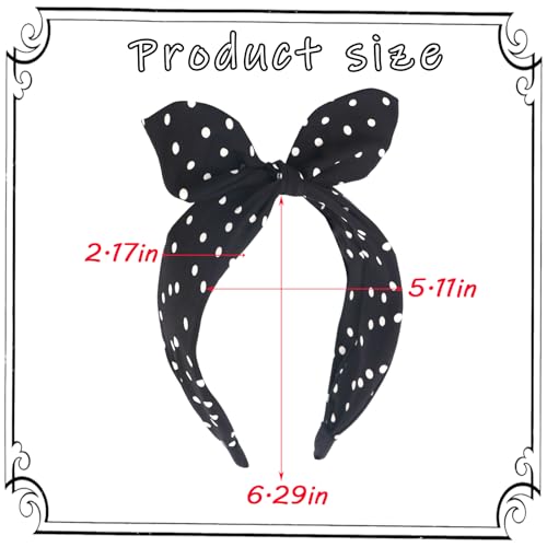 Women & Girls Polka Dot Bow Headbands Non-Slip Retro Hair Accessories