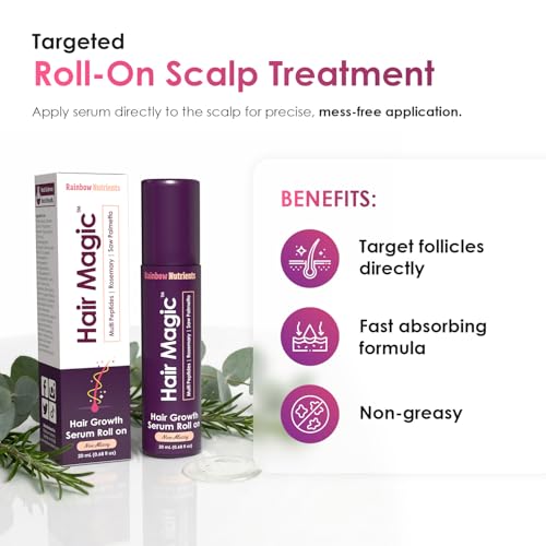 Hair Growth Serum Roll-On with Peptides & Rosemary Oil
