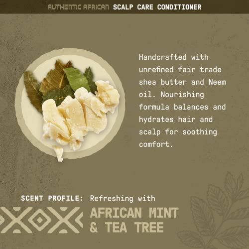 Alaffia Hair Care, Authentic African Black Soap Scalp Care Conditioner, Soothing Tea Tree & Mint - 12 Fl Oz