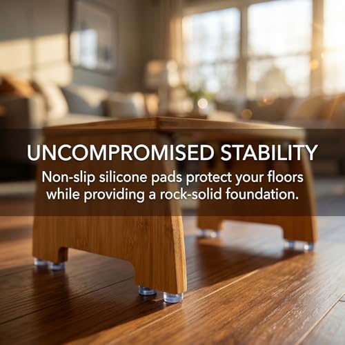 Bamboo Folding Step Stool - Non-Slip, 300lbs Capacity