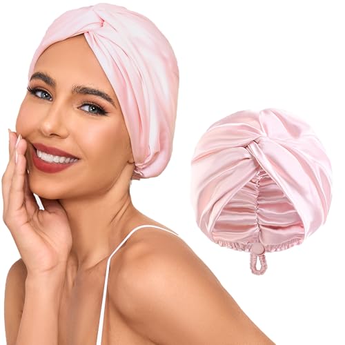 Adjustable Silk Satin Hair Bonnet for Sleeping - Double Layer