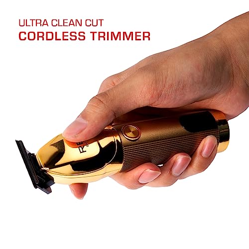 Red by Kiss Cordless Hair & Beard Trimmer for Men, Water-Proof Professional Rechargeable Hair Clipper, LCD Display Precision Blade Trimmer