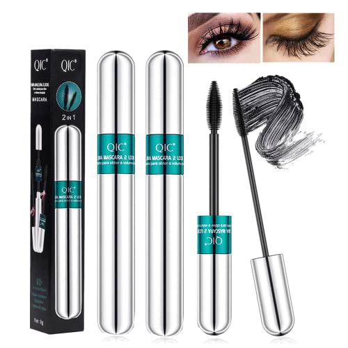 2 Pack 4D Silk Fiber Mascara - Waterproof & 5x Longer Lashes