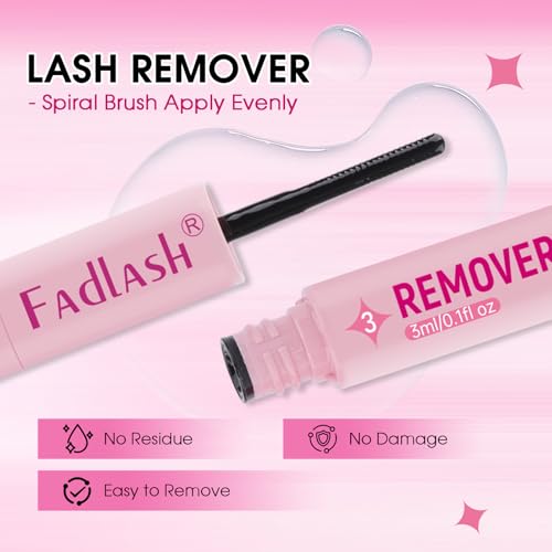 FADLASH 3 in 1 Lash Bond & Seal Remover Set for Cluster Lashes - Gentle, Waterproof, 72H Hold