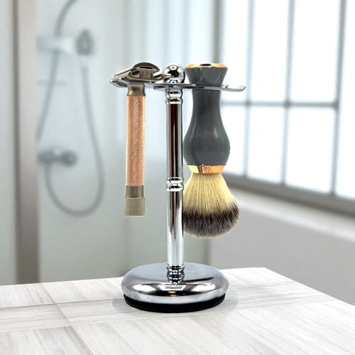 Parker Safety Razor, The Adjust-O-Stand, Adjustable Safety Razor & Shave Brush Stand, Simple to Customize to fit Any Size Shave Brush - PATENT PENDING