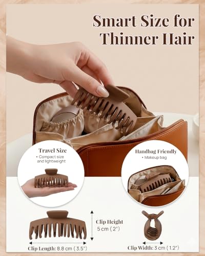 Mesovor 4 Pack 3.5" Double Row Claw Clips for Thin Hair