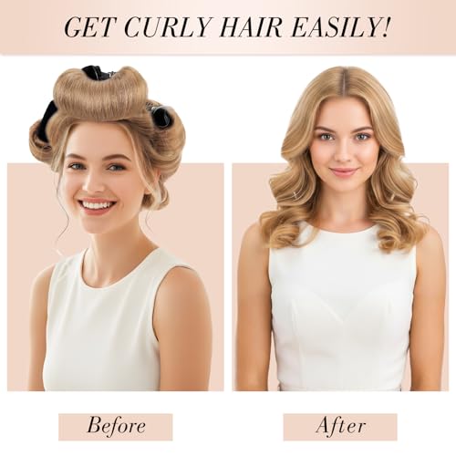 obeoby Heatless Curlers, Curls Overnight Set for Women, Black