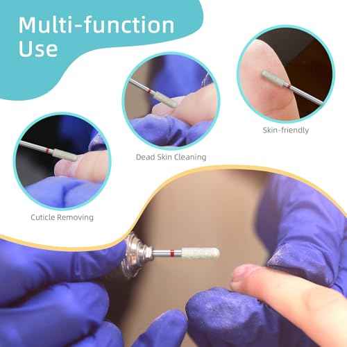 4mm Round Barrel Cuticle Clean Nail Drill Bits, Russian Diamond Nail Bit Professional Safety Under Nail Cleaner Burr for Cuticle Dead Skin, Electric Nails Drill Accessories, Fine