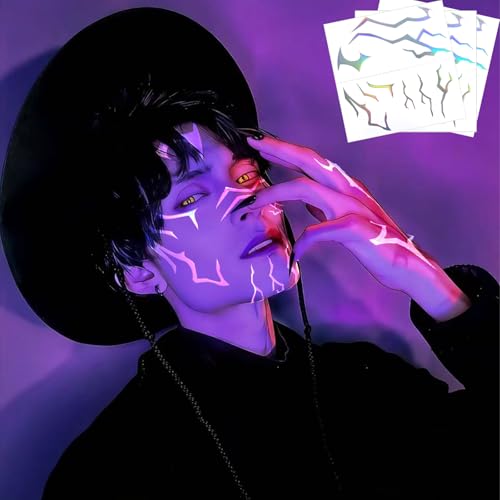56 Pcs Kpop Glow in Dark Temporary Tattoos with Laser Foil