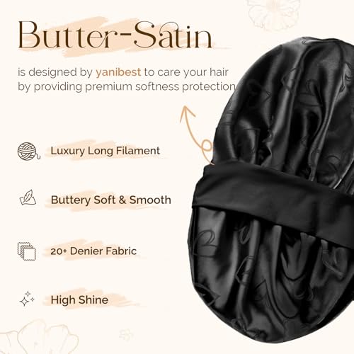 YANIBEST Adjustable Satin Bonnet for Sleeping – Double Layer