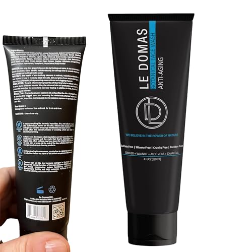 Botanical Face Wash with Ginger, Walnut, Aloe Vera & Charcoal ? Hydrating Facial Cleanser for Men & Women ? Sulfate Free, Gentle Skin Care Products & Face Wash for All Skin Types, 4 fl oz