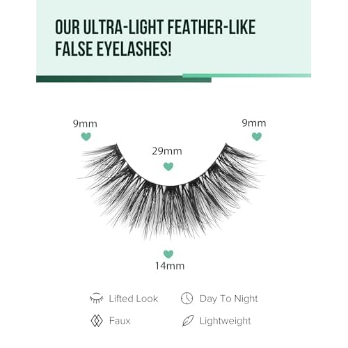 Lashes Wispy False Eyelashes Natural Look Fluffy Mink Lashes Doll Eyelashes Thick Faux Mink Eyelashes C Curl Fake Lashes 14MM 7 Pairs