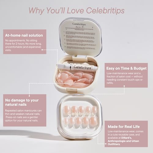 Celebritips Nail Art Press-Ons | Short Almond Nails, Reusable 16