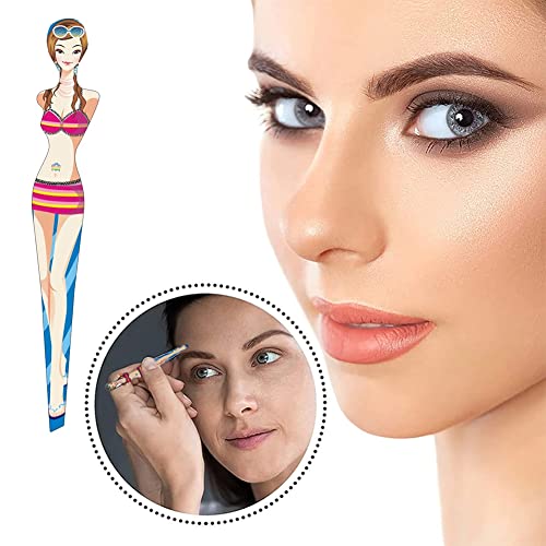6Pcs Professional Girl Eyebrow Tweezer Stainless Steel Slanted Eyebrow Tweezers Eyebrows Hair Remover Tools Cosmetics Beauty (random color)¡¦