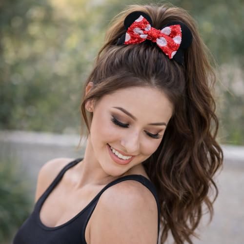 2-Pack Velvet Mouse Ear Scrunchies with Sequin Bow