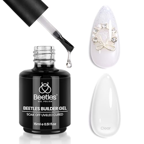 Beetles 8-in-1 Clear Builder Gel for Nails, Long-Lasting Nail Extension & Strengthening