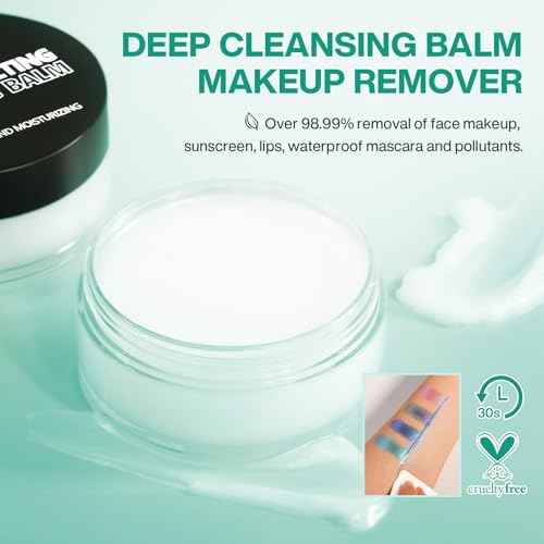 Cleansing Balm Makeup Remover - Deep Clear Korean Makeup Melting Cleansing Balm with Natural Oil for Waterproof Eye Face Lip Heavy Make up, Gentle Moisturized Cleanser for Sensitive Skin, Vegan, 2Pcs