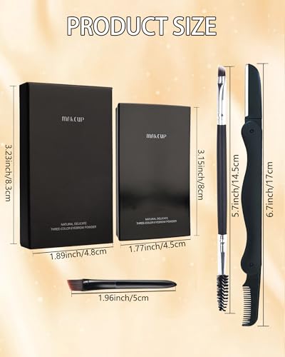 3 in 1 Eyebrow Powder Kit with Brush, Razor & Mirror