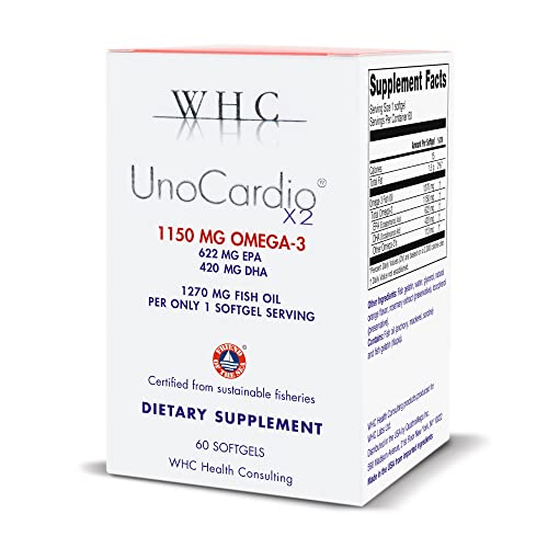 WHC UnoCardio X2 High Potency Omega-3 Fish Oil 1150mg - 60 Softgels