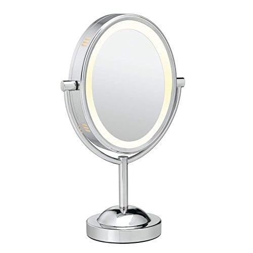 Conair Lighted Makeup Mirror, LED Vanity Mirror, 1X/7X Magnifying Mirror, Double Sided, Corded in Polished Chrome