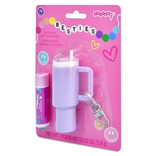 iscream Travel Cup Keychain Lip Balm Case with Vanilla Scented Lip Balm