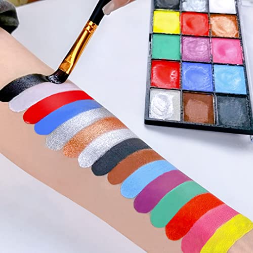 Face Painting Kit - 15 Colors, 10 Brushes & 41 Stencils