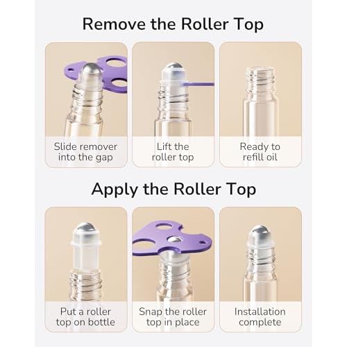ULG 24-Pack Essential Oil Roller Bottles 10ml, Empty Bottles with Stainless Steel Roller Balls and Waterproof Labels, Clear Roller Balls For Essential Oils
