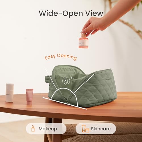 LOVEVOOK Travel Makeup Bag 2-Piece Set, Waterproof Puffer Organizer
