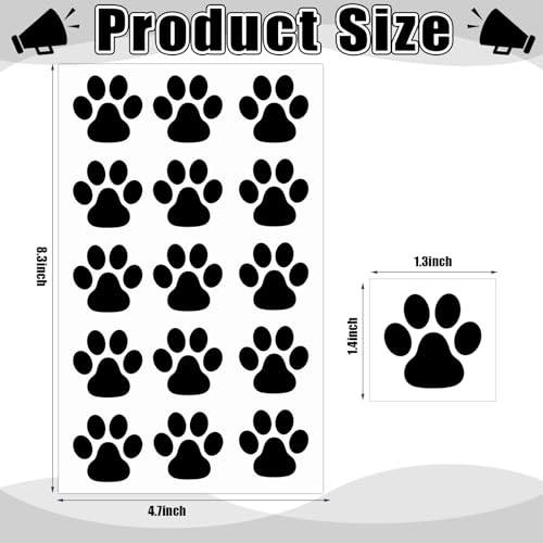 Harloon Paw Print Temporary Tattoos - 300 Pcs Black