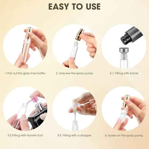 2PCS Perfume Travel Refillable Bottle, 5ml Cologne Travel Bottle, Atomizer Sprayer for Perfume, Mini Cologne Dispenser Empty Fragrance Spray for Women, Men, Gift (Cham Gold & Rose Gold)