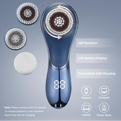 Facial Cleansing Brush Electric Spin Exfoliator IPX7 Waterproof