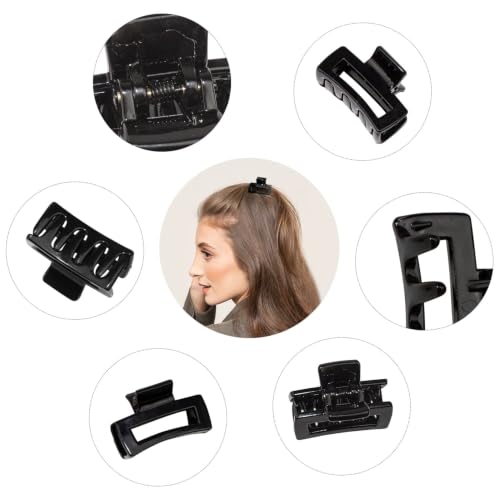 Mini Claw Hair Clips for Women & Girls, 1.5 Inch Black Hair Claw Set