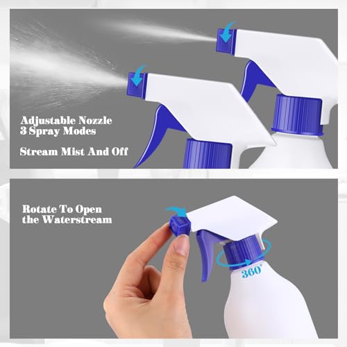Tanlade 30 Pcs Plastic Spray Bottles 16 oz Leak Proof Squirt Bottle Refillable Empty Spray Water Mist Sprayer with Nozzles for Hair Essential Oil Cleaning Solutions Plants Pets(Blue)