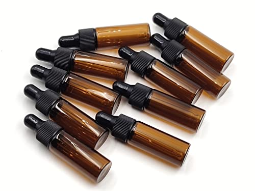 15-Pack 5ml Amber Glass Dropper Bottles for Essential Oils