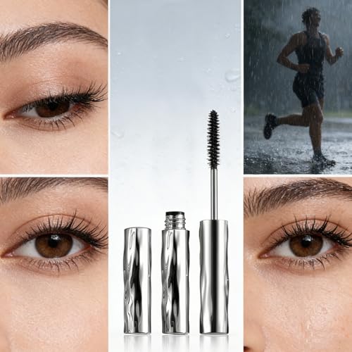 2PCS Waterproof & Smudge-Proof Tubing Mascara for Volumizing and 3D Curling Lashes, No Clumping No Flaking Formula, Long-Lasting Wear (Black)