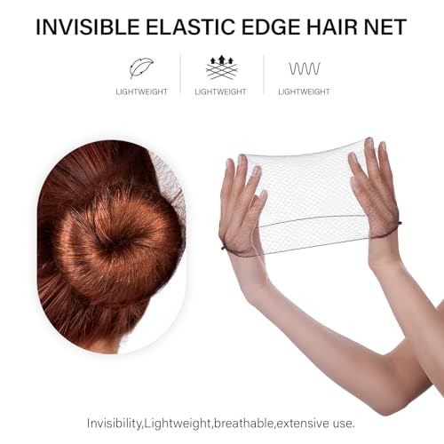 100Pcs Brown Hair Nets 20 Inch - Elastic Bun & Dance