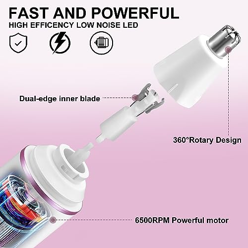 AREYZIN Nose Hair Trimmer for Women 2 in 1 Painless Eyebrow Trimmer and Nose Trimmer Facial Hair Removal Nasal Hair Clippers Professional, Waterproof, Dual-Edge Blade