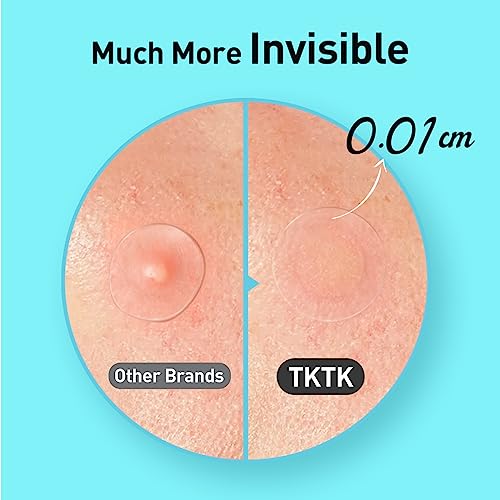 TKTK Pimple Patches, 12 mm Invisible Acne Patches for Face with Salicylic Acid, 0.01cm Extra Thin Outer Edge, Hydrocolloid Zit Patch for Pustule, Whitehead, Cystic Acne Spot, 48 Count