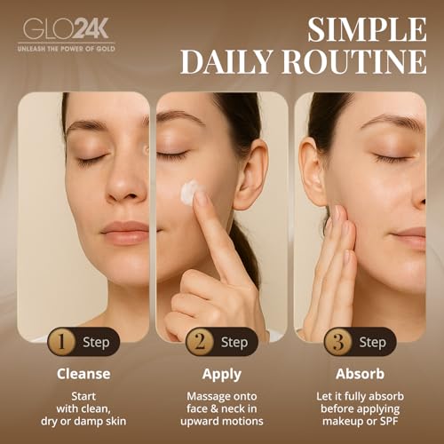 GLO24K Moisturizer Face Cream with 24K Gold, Vitamins ? Collagen Retinol Hyaluronic Acid ? Hyaluron Acid Cream for Hydration & Overnight Skin Renewal, Night Cream