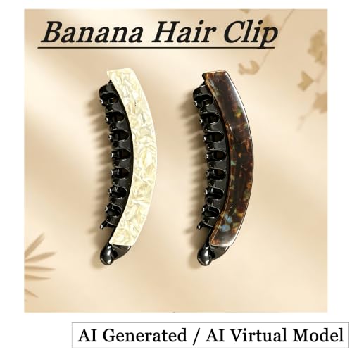 2PCS Large Banana Hair Clips for Women - Non-Slip Ponytail Holders