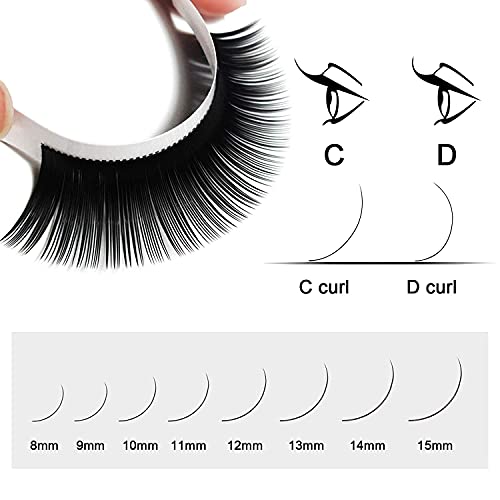 QUEWEL Eyelash Extension Supplies 0.15 D Curl 11mm Classic Individual Lash Extensions|Optinal 0.03/0.05/0.07/0.10/0.15/0.20 C/D Single 8-25mm Mix 8-14mm 15-20mm 20-25mm|(0.15 D 11mm)