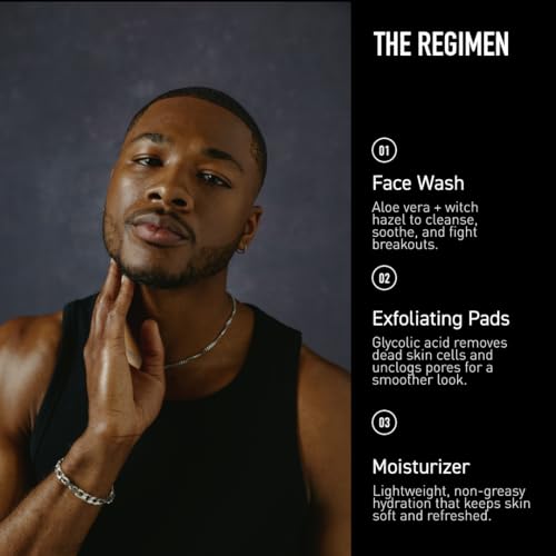 Bevel Men's Skincare Set - Face Wash, Exfoliating Pads & Moisturizer