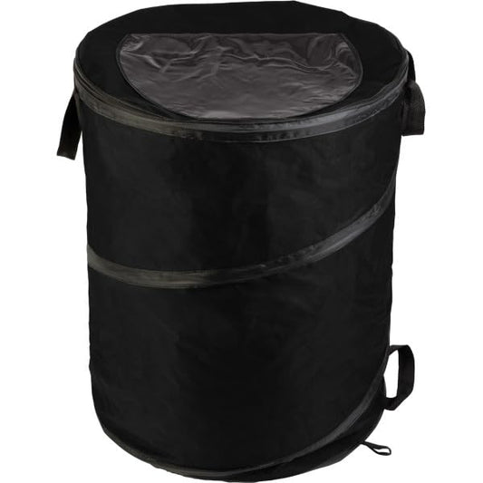 Wakeman Collapsible Trash Can - 46-Gallon Garbage Can Outdoor Bin with 3 Stakes for RV, Camping, Storage, Recycling, or Yard Waste Outdoors (Black)