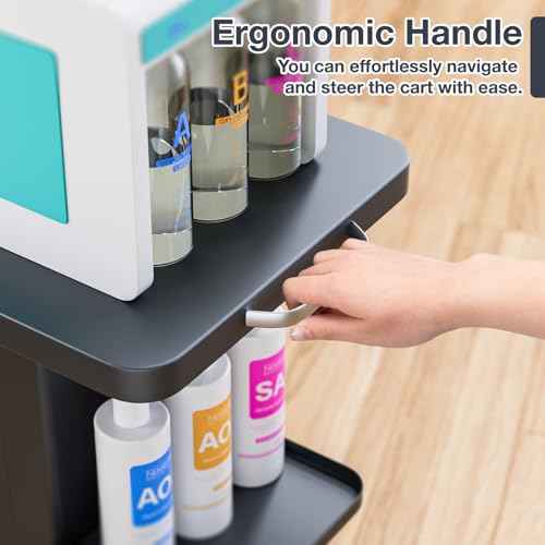 Noverlife Esthetician Trolley Cart with Wheels, Heavy Duty Carbon Steel Spa Beauty Salon Cart, Load 220Lbs, Esthetician Machine Stand Stability Strongly for Beauty Equipment Organizer Trolley