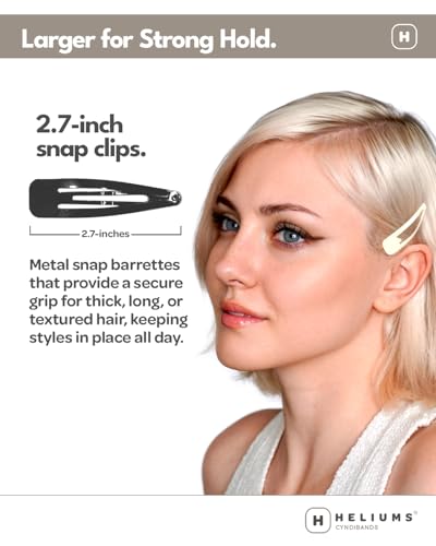 Heliums 2.7-Inch Metal Snap Hair Clips - 8 Count for Strong Hold