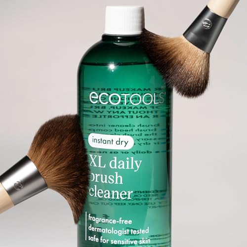 EcoTools XL Daily Brush Cleaner, Liquid Makeup Brush Cleanser, Quick Drying & Fragrance Free, Extra Large Size For Easy Replacement, Convenient Cleaning, Cruelty-Free & Vegan, 16 fl oz./473 ml. Bottle