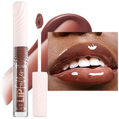 Brown Tinted Lip Gloss with Hyaluronic Acid - High Shine Moisturizing