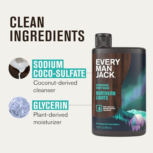 Every Man Jack Men's Body Wash Gift Set - 3 Invigorating Winter Scents - Deeply Cleans, Hydrates with Naturally Derived Ingredients - 13.5 oz (3 pack)