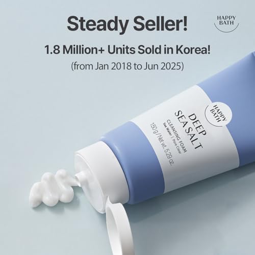 Deep Sea Salt Facial Cleanser with Cellulose Beads – Gentle Daily Foam for Oily/Combo Skin